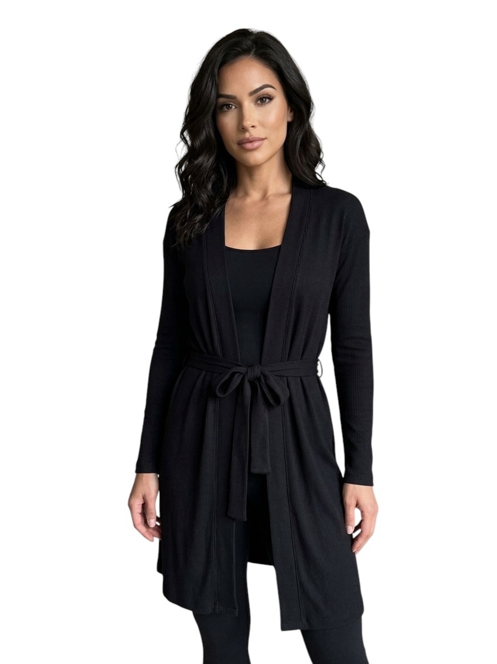 NWT SKIMS Soft Lounge Rib Robe Onyx Black S